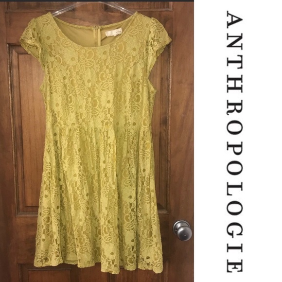 Anthropologie Dresses & Skirts - A’Reve Anthropologie Yellow Lace Dress Large